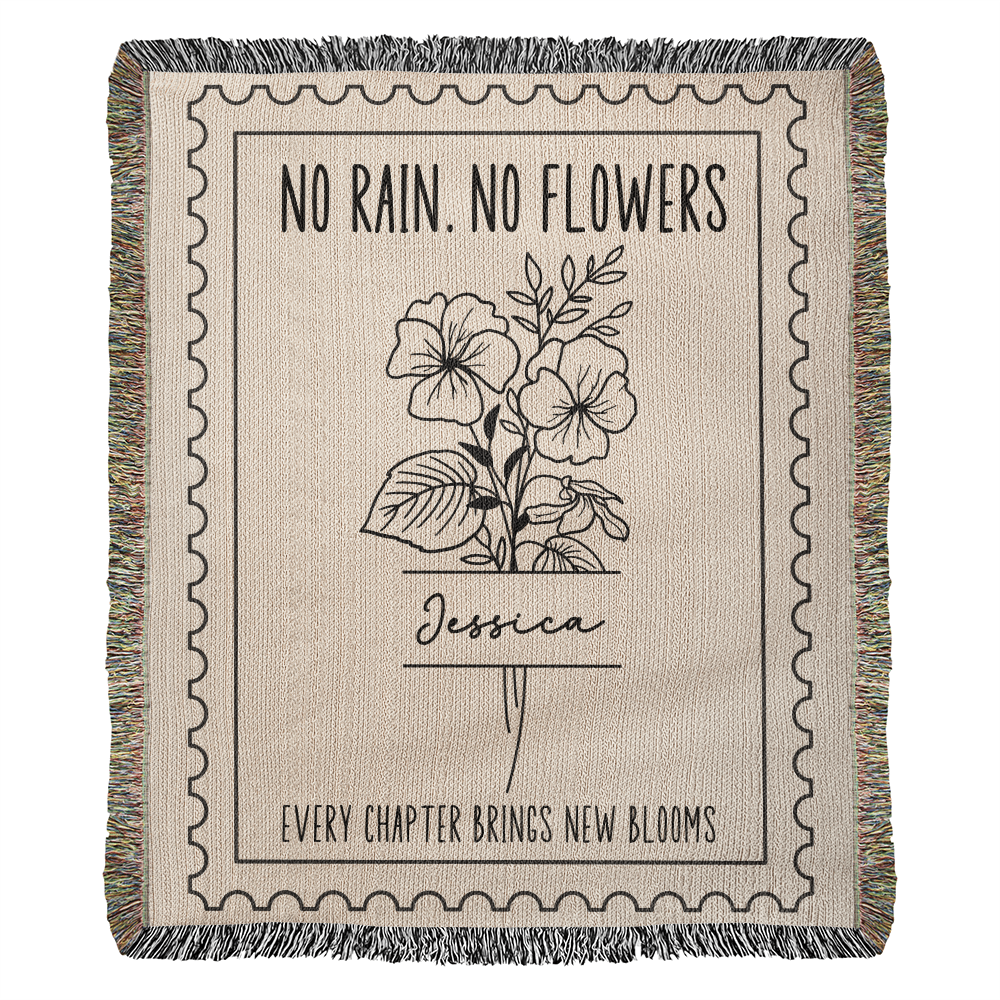 Personalized Birth Flower Cotton Woven Comfort Blanket: Birth Month Flower Gifts for Her
