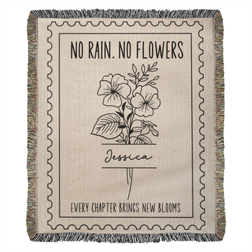 Personalized Birth Flower Cotton Woven Comfort Blanket: Birth Month Flower Gifts for Her