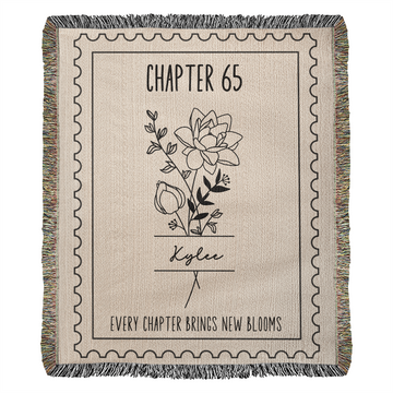 Personalized 65th Birthday Gift, Chapter 65 Reading Blanket Custom Birth Flower, Sixty-five For Mother Wife Sister Friend