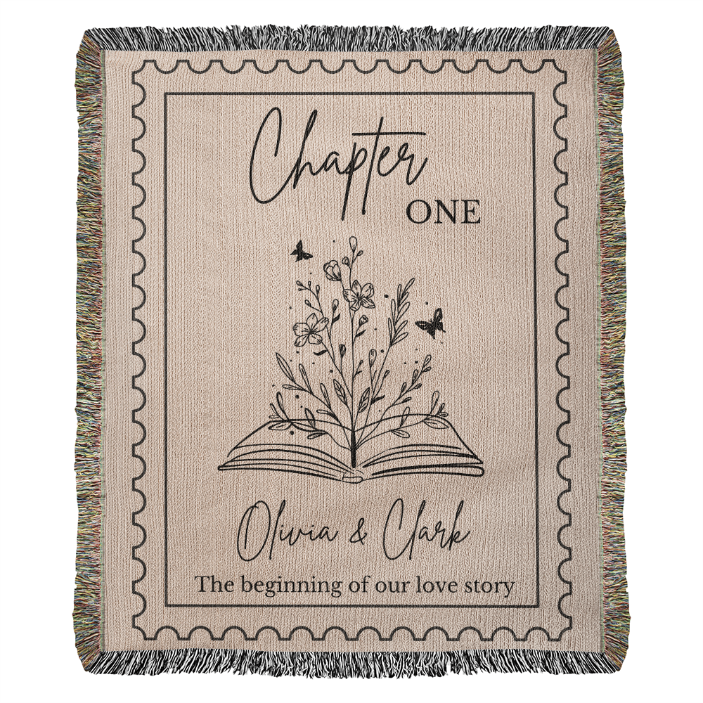 Personalized Name Woven Blanket Wedding Gift for Book Lover Gift Bookish Gift for Couple