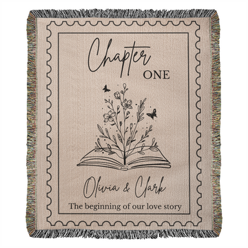 Personalized Name Woven Blanket Wedding Gift for Book Lover Gift Bookish Gift for Couple