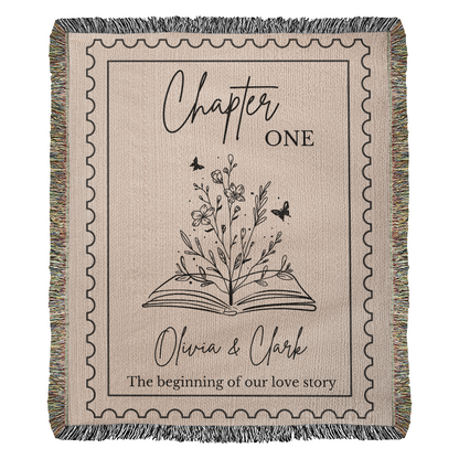 Personalized Name Woven Blanket Wedding Gift for Book Lover Gift Bookish Gift for Couple
