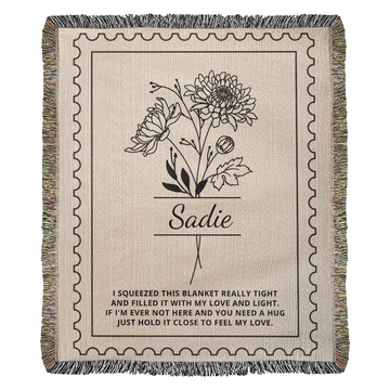 Personalized Birth Flower Blanket with Name | Custom Woven Throw Gift for Daughter, Granddaughter, Mom, Grandma, Wife