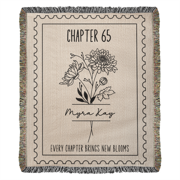 Personalized Birth Flower Name Blanket Cotton Woven Throws 65th Birthday Gift For Women, Friend, Mom, Sister, Grandma