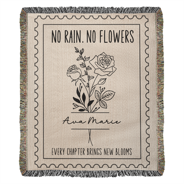 Personalized Birth Flower Gift |  Custom Name Woven Blanket Birthday Gift For Her