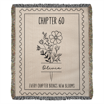 60th Birthday Gift for Her or Him-Chapter 60 Name Blanket, Birth Month Flower, Personalized Birthday Gift for 60 Year Old Friend Mom