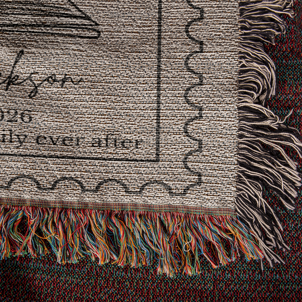 Personalized Throw Bookish Couples Blanket with Names Wedding Present Bridal Shower Gift for Newlyweds Cotton Anniversary Gift Engagement Gift