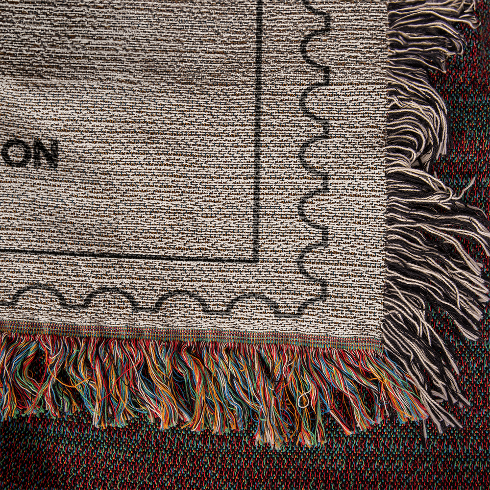 Custom Name Throws Wedding Blanket, Personalized Woven Throw, Hand Drawn Wedding Stamp Gift, Whimsical Couple Keepsake, Wedding Souvenir