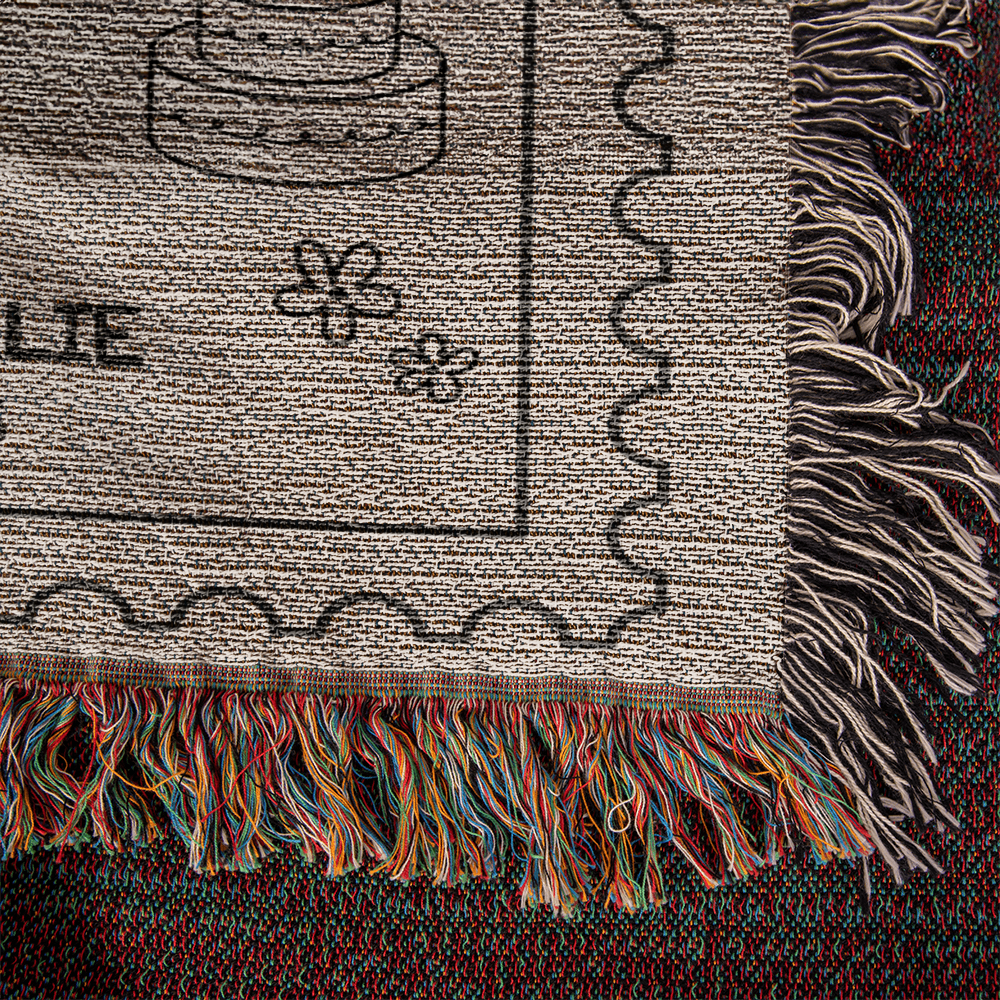 Custom Name Wedding Blanket, Personalized Woven Throw Gift for Couple, Cotton Anniversary Keepsake, Adventure Begins Blanket