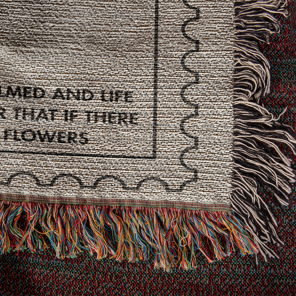 Custom Name and Birth Flower No Rain No Flowers Cotton Woven Blanket Gift for Her