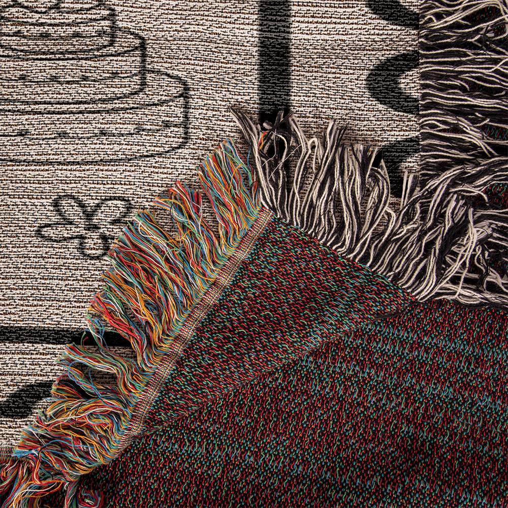 Personalized Wedding Blanket, Custom Names Wedding Gift Woven Throw, Hand Drawn Wedding Stamp Gift, Travel Gifts for Couple Keepsake, Wedding Souvenir