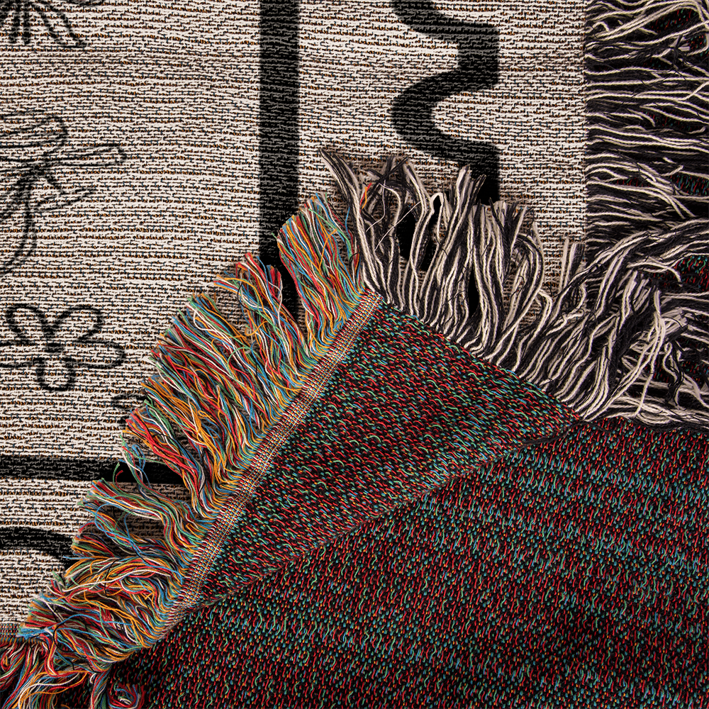 Custom Adventure Lovers Gifts Wedding Blanket, Personalized Woven Throw, Hand Drawn Wedding Stamp Gift, Travel Couple Keepsake, Wedding Souvenir