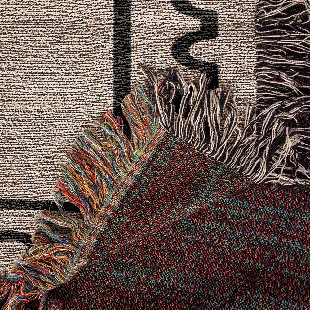 Custom Name and Date Wedding Blanket, Personalized Woven Throw, Hand Drawn Wedding Stamp Gift, Whimsical Couple Keepsake, Wedding Souvenir