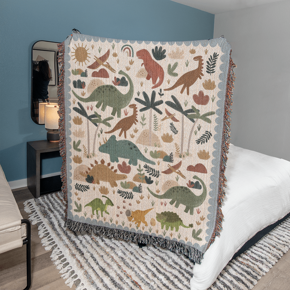 Kids Dinosaur Blanket,Custom Dinosaur Theme Throws, Cute Animal Comfort Blanket, Dinosaur Lover Gift for Kids