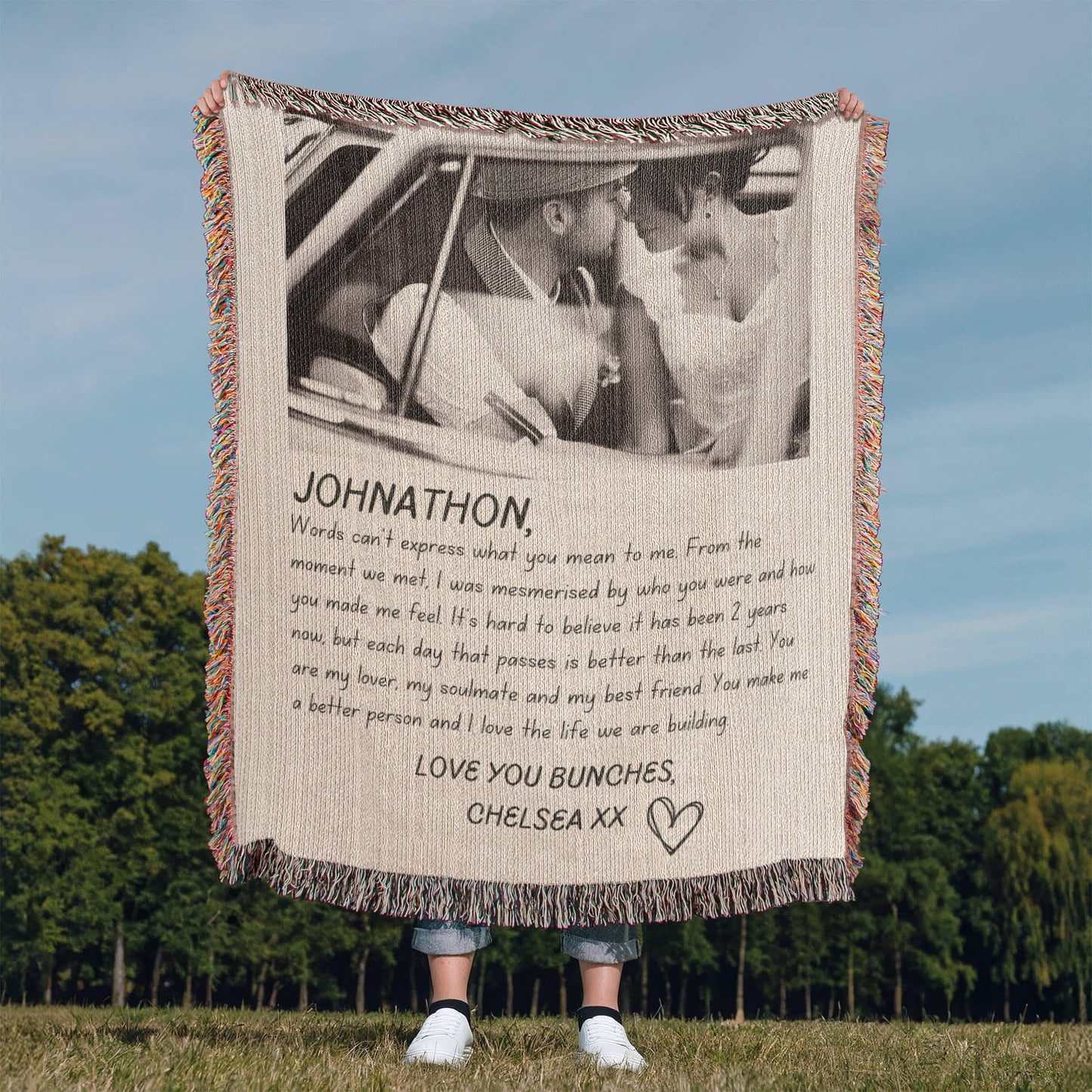 Letters To My Boyfriend Custom, Christmas Gift From Girlfriend, Dating Anniversary Gifts, Personalized Name, Dear Boyfriend   Love Letter Blanket Woven Handwriting Custom Throw