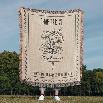 21st Birthday Gifts | Chapter 21 Birth Flowers Gift Reading Blanket Bookish 21st Keepsake Gift Idea