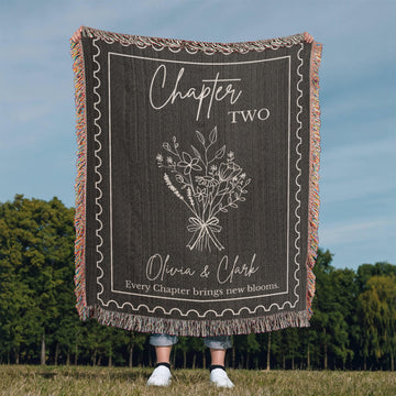 Personalized Cotton Anniversary Blanket: 2nd Wedding Anniversary Gift for Bookish Couple
