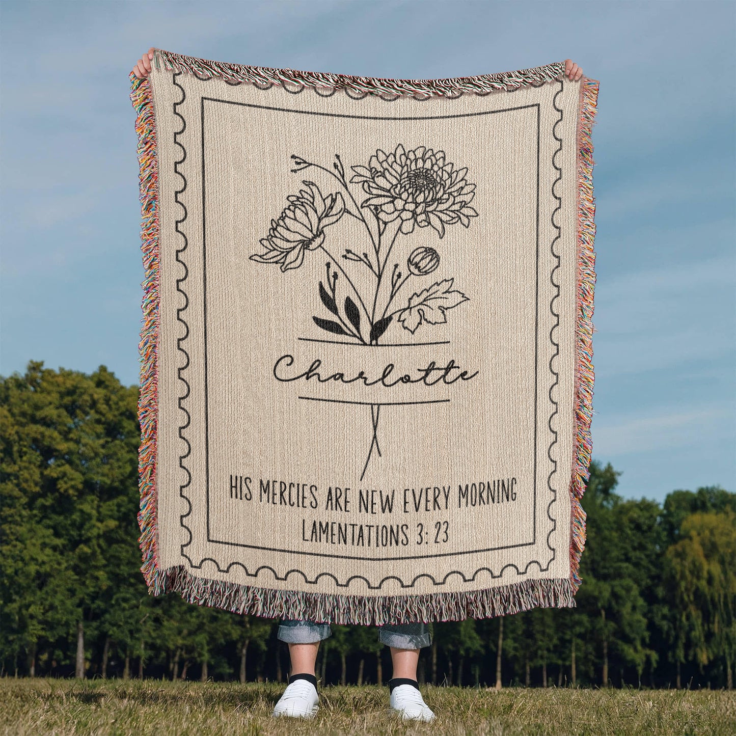 Custom Name and Birth Month Flower Bible Verse Blanket Gift for Her | Christian Gifts for Daughter, Granddaughter, Teen Girl, Birthday Gift for Christmas