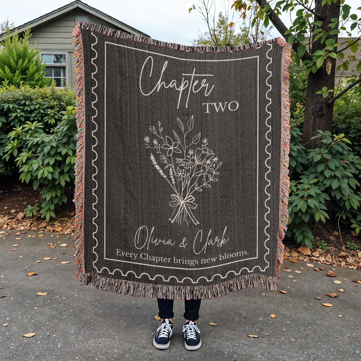 Personalized Cotton Anniversary Blanket: 2nd Wedding Anniversary Gift for Bookish Couple