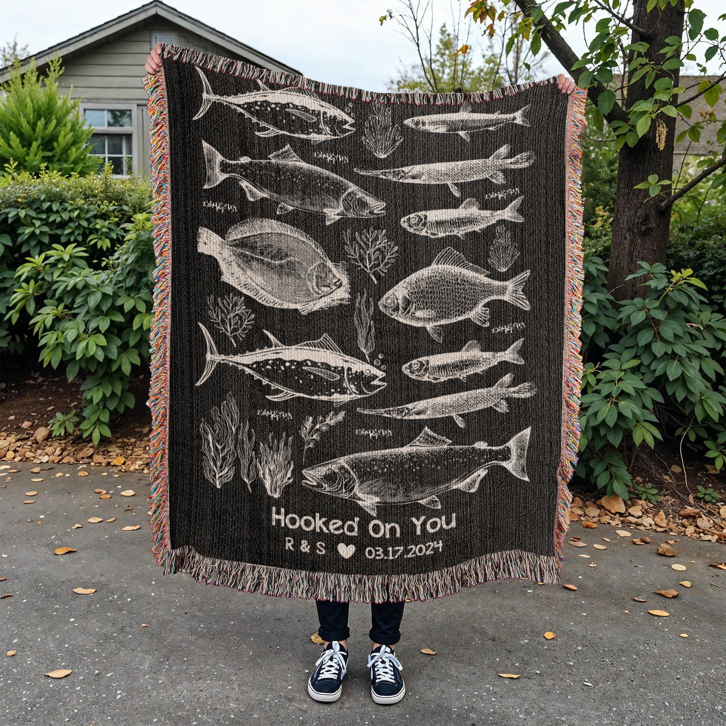 Hooked On You Fishing Gift for Him • Boyfriend Gift • Husband Gift Him • Guy Gift • Fisherman Anniversary Gift • Funny Couple Initial