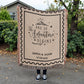 Custom Name and Date Wedding Blanket, Personalized Woven Throw, Hand Drawn Wedding Stamp Gift, Whimsical Couple Keepsake, Wedding Souvenir