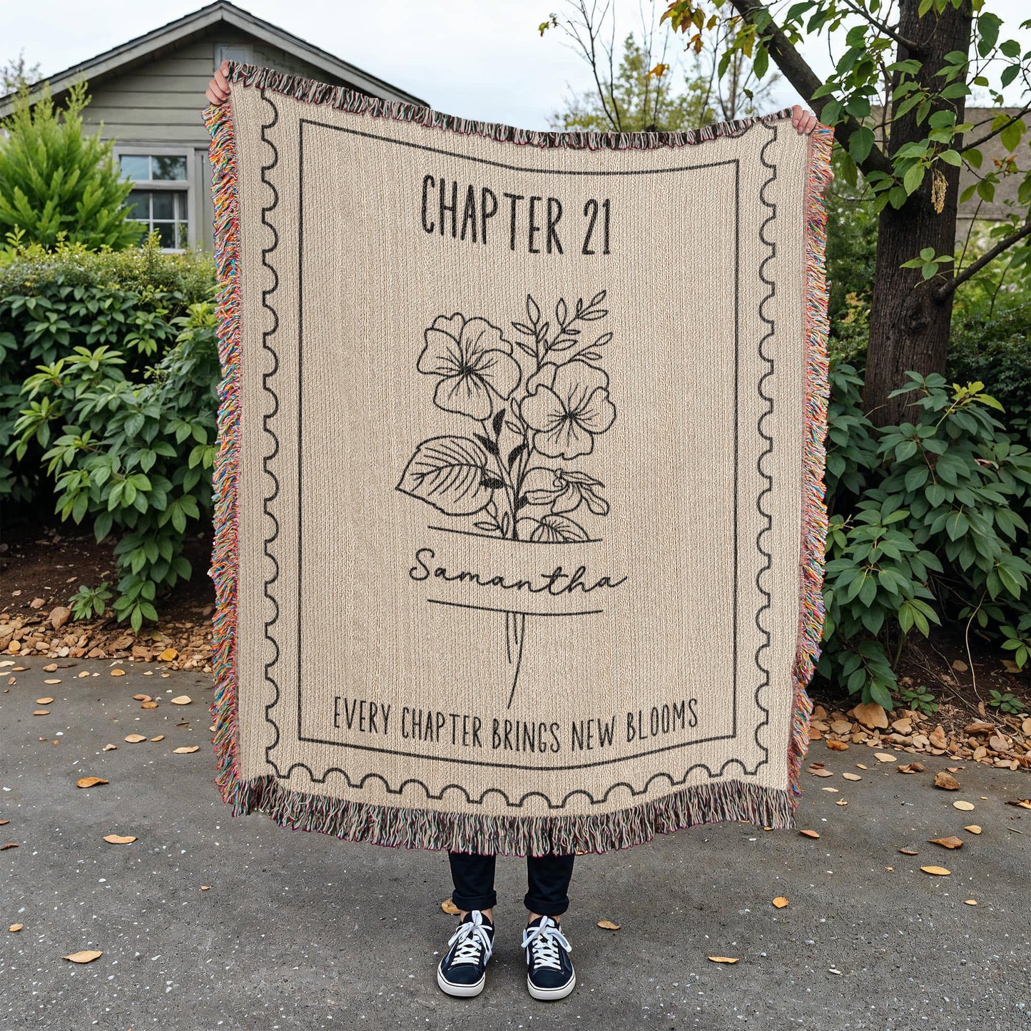 21st Birthday Gifts Personalized Book Lover Blanket Chapter 21 Birth Month Flower Warm Soft Blanket For Women, Gift For Daughter, Gift For Bookworm Book Club