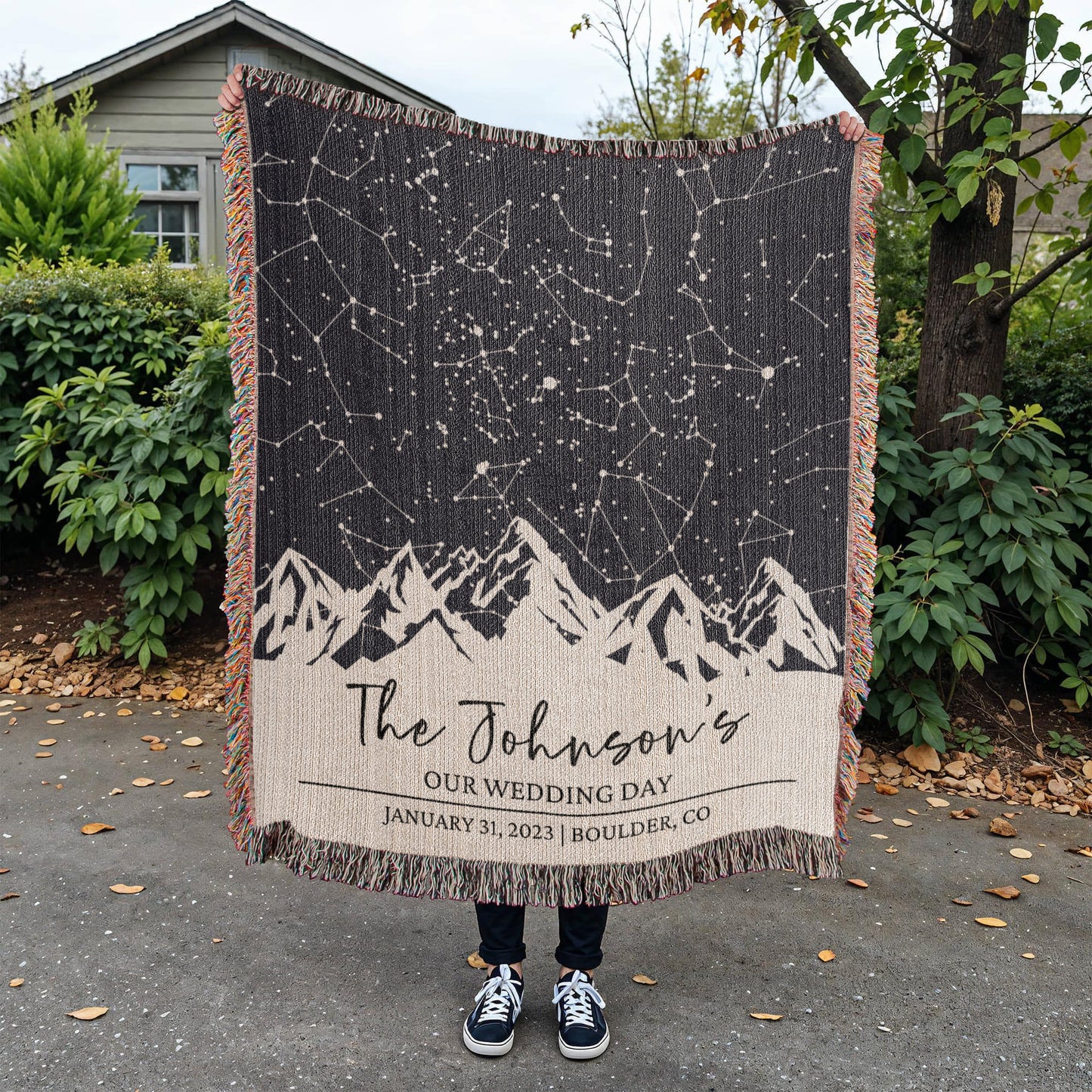 Personalized Star Map by Date Couples Blanket, Custom Wedding  Gift, Cotton Anniversary Gift, Mountain Couple Christmas Gift for Xmas