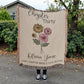 30th Birthday Gift for Her or Him, Chapter 30 Name Blanket, Birth Flower Present, Personalized Gift for 30 Year Old Woman or Daughter