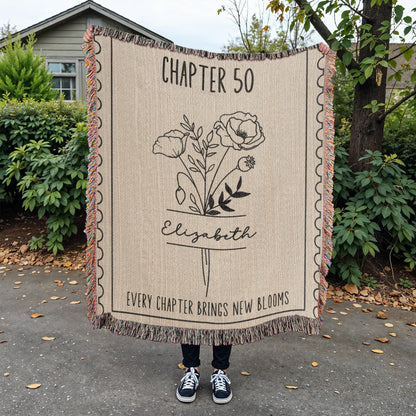 50th Birthday Gift Personalized Book Lover Blanket, Warm Soft Reading Blanket For Women, Gift For Bookworm Book Club