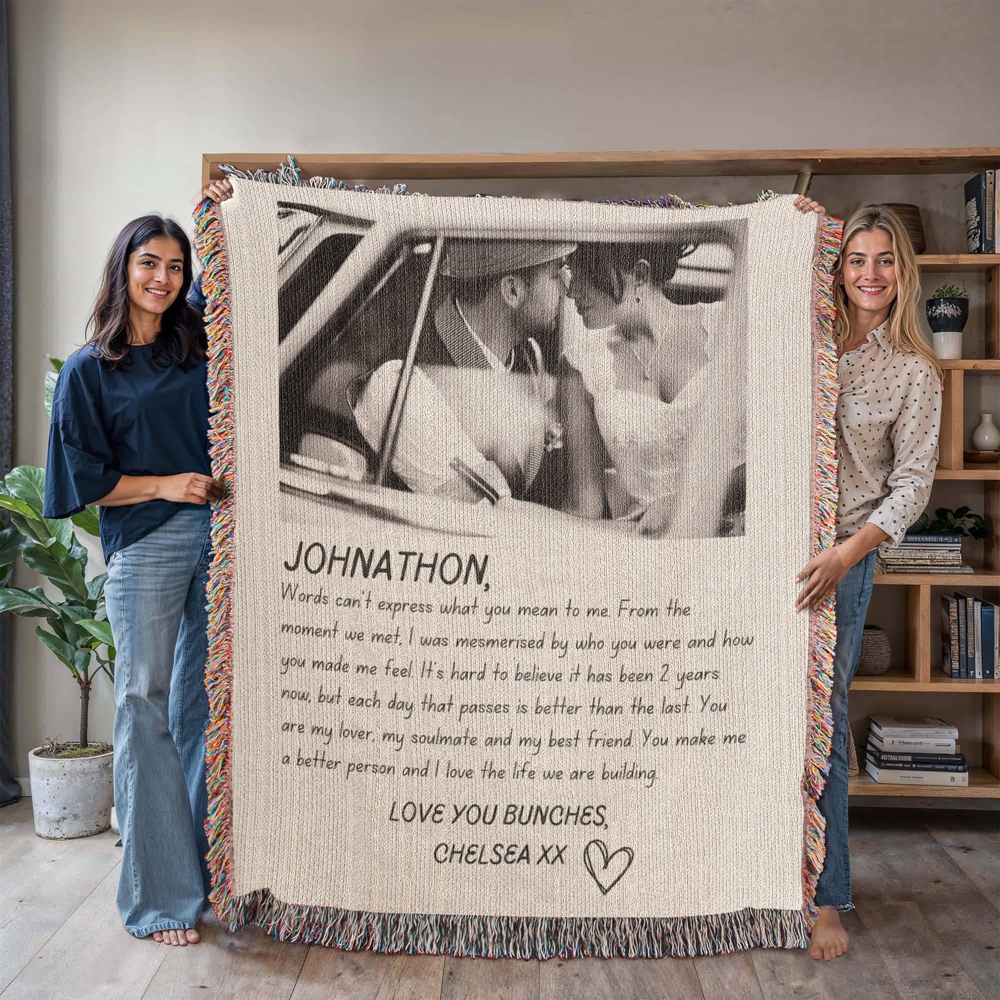 Letters To My Boyfriend Custom, Christmas Gift From Girlfriend, Dating Anniversary Gifts, Personalized Name, Dear Boyfriend   Love Letter Blanket Woven Handwriting Custom Throw