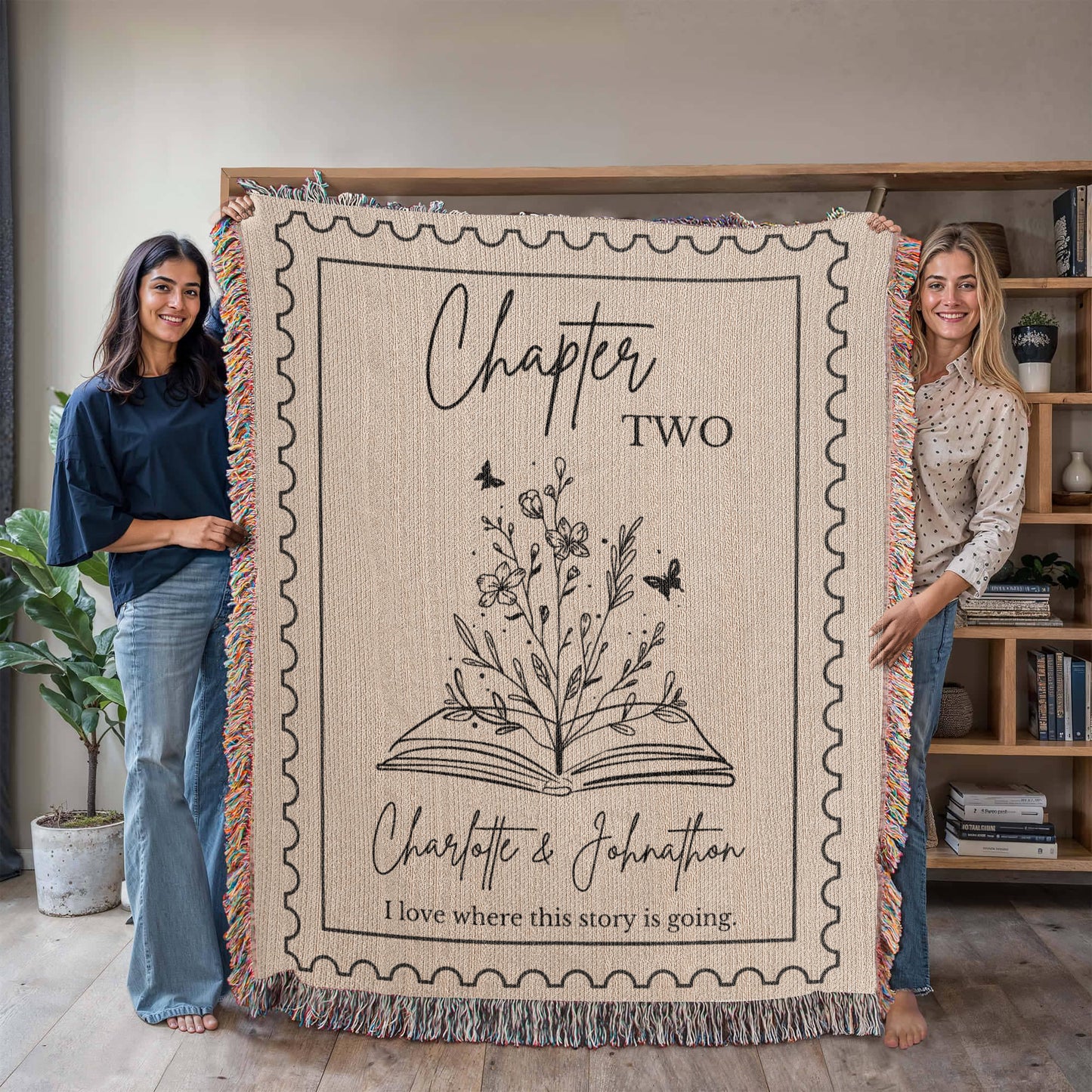 Chapter 2 Personalized Cotton Anniversary Blanket, 2nd Anniversary Gift, Anniversary Gift for Reader, Second Anniversary Cotton