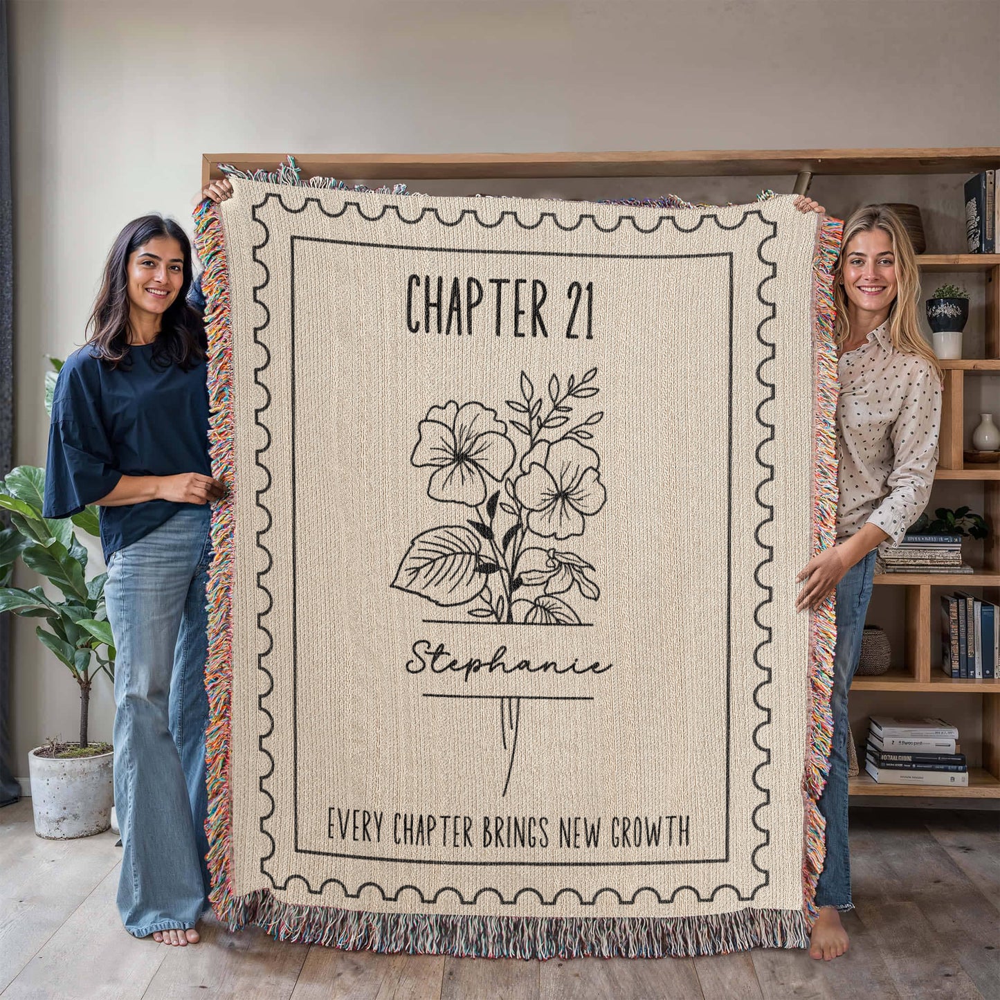 21st Birthday Gifts | Chapter 21 Birth Flowers Gift Reading Blanket Bookish 21st Keepsake Gift Idea