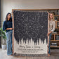 Personalized Wedding Woven Blanket, Custom Star Map Throw with Names, Night Sky, Special Date, Outdoors Lovers Gift, Cotton Anniversary Gift