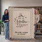 Personalized Wedding Blanket Custom Name Woven Throw, Adventure Begins Gift for Couple, Cotton Anniversary Keepsake Throw