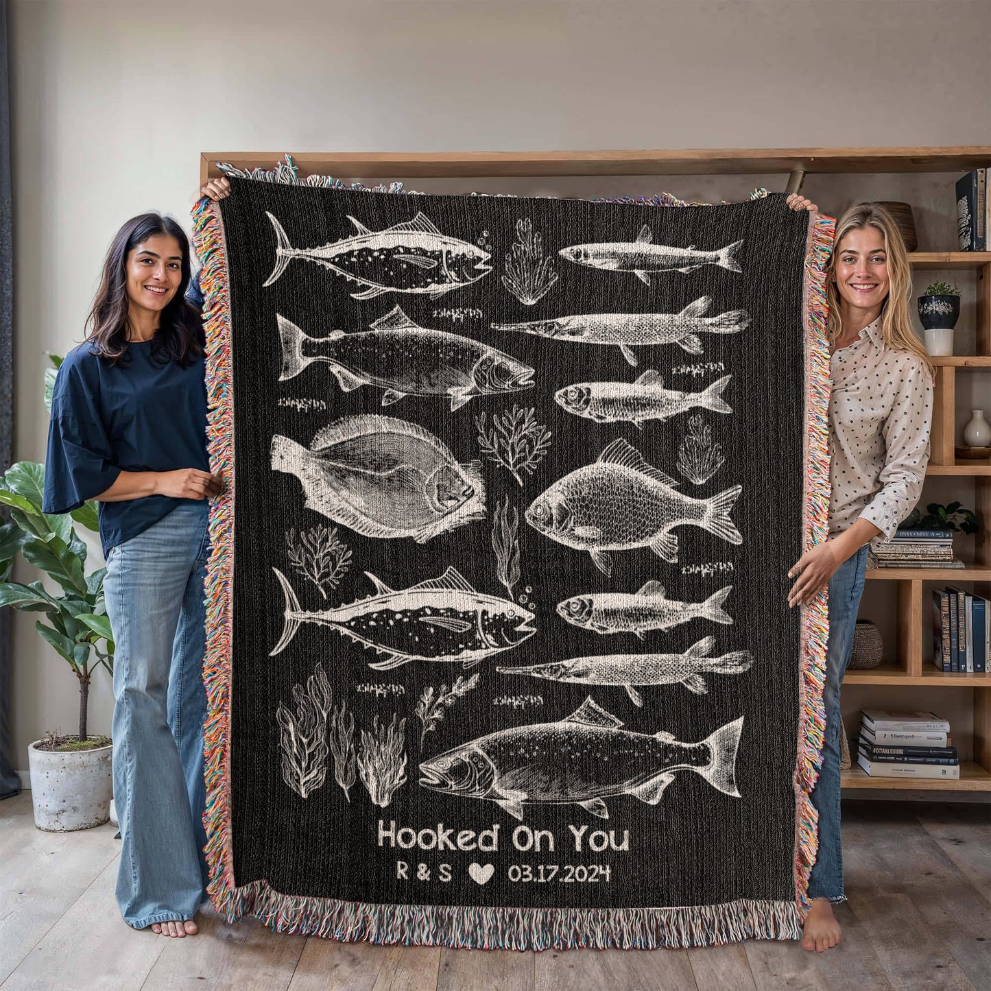 Hooked On You Fishing Gift for Him • Boyfriend Gift • Husband Gift Him • Guy Gift • Fisherman Anniversary Gift • Funny Couple Initial