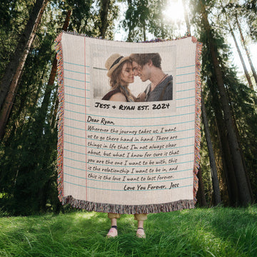 Personalized Couple Birthday Christmas Keepsake, Love Letter Blanket Personalized Gift for Him, Cotton Anniversary Letters To My Boyfriend From Girlfriend, Dating Anniversary Gifts, Dear Boyfriend