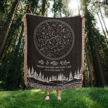 Night Sky Map By Date Wedding Gift Personalized Star Map, Where It All Began Gift, Valentines Gift for Couple The Night We Met Blanket Housewarming