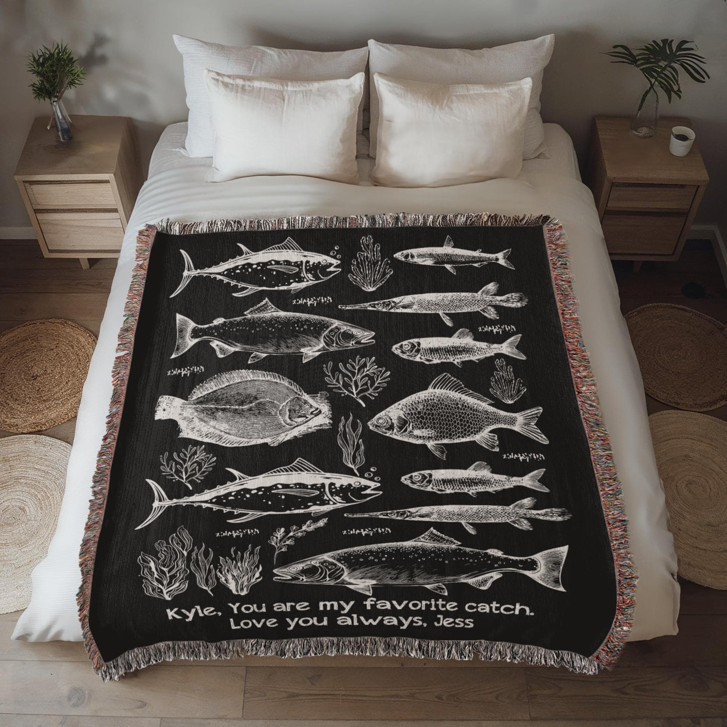 Personalized Fisherman Gift Birthday Present For Husband Gift for Boyfriend, Cotton Anniversary Gift for Him River Fish Trout Fly Fishing Gift
