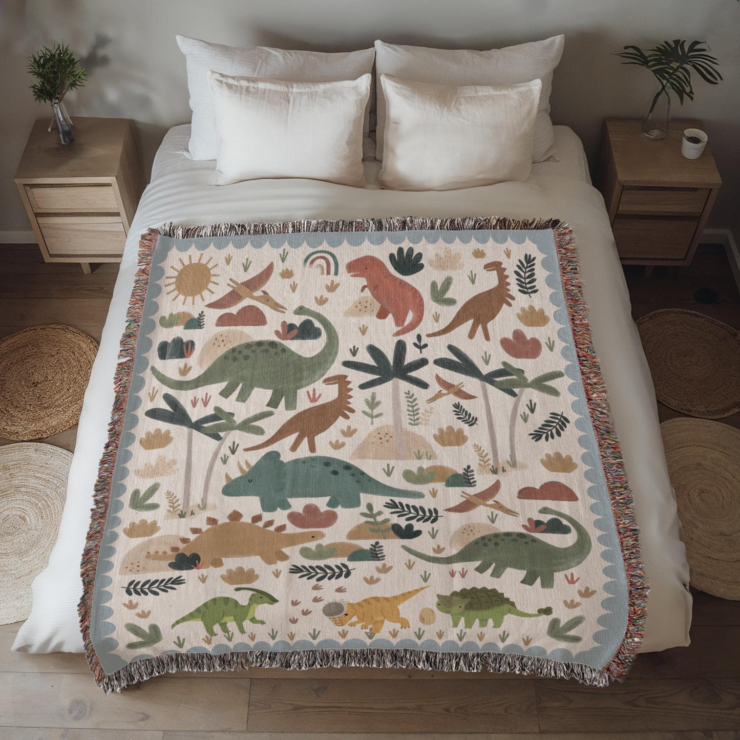 Kids Dinosaur Blanket,Custom Dinosaur Theme Throws, Cute Animal Comfort Blanket, Dinosaur Lover Gift for Kids