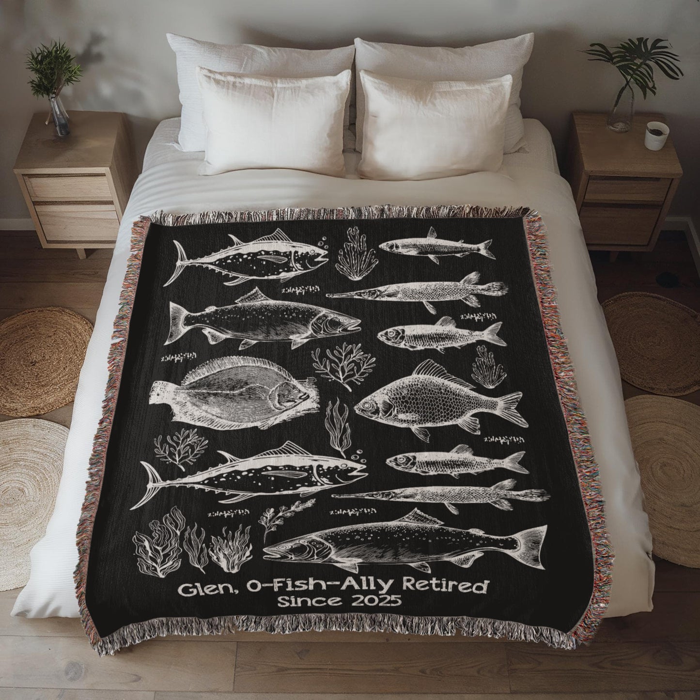 O-Fish-Ally Retired Since 2025,Fishing Retirement 2025 Throw Blanket Retirement Gift for Men, Officially Retired,Funny Retirement,Gift for Coworker