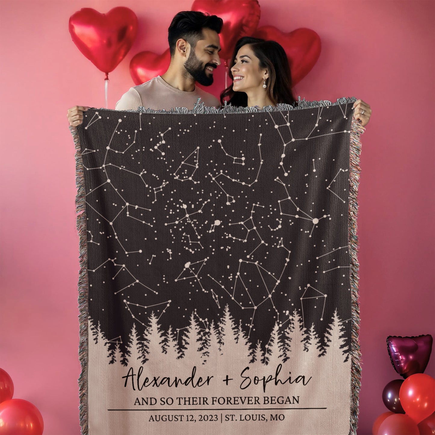 Personalized Night Sky Blanket - Custom Star Map By Date Throws Romantic Anniversary, Wedding, Housewarming, Christmas Gift Ideas