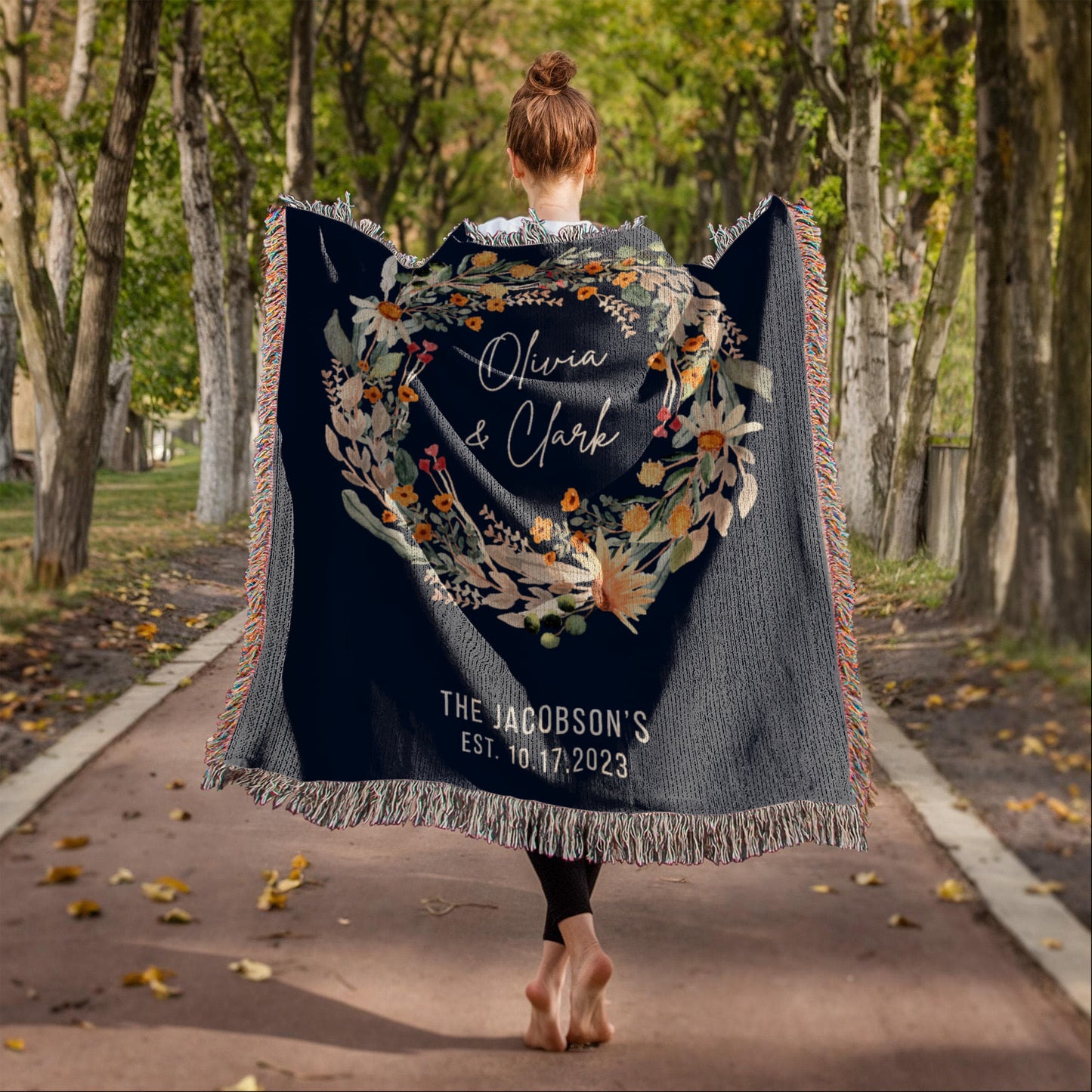 Personalized Woven Couples Blanket with Names & Date | Custom Cotton Throw Wedding Gift, Anniversary Present, Engagement Keepsake