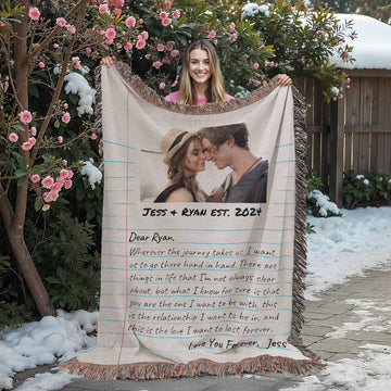 Personalized Couple Birthday Christmas Keepsake, Love Letter Blanket Personalized Gift for Him, Cotton Anniversary Letters To My Boyfriend From Girlfriend, Dating Anniversary Gifts, Dear Boyfriend