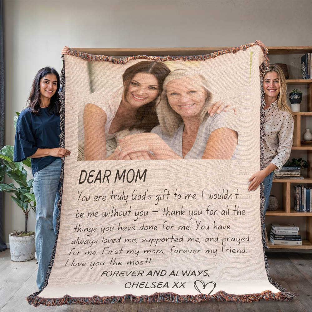 LETTER BLANKET Personalized Gift Love Birthday Gift For Mom Dad Grandma Woven Cotton Anniversary Gift Girlfriend Boyfriend Valentines Gift