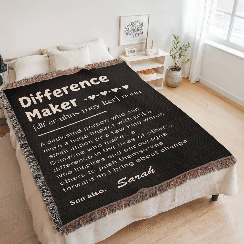 Personalized Difference Maker Blanket, Custom Difference Maker Definition gift, Gift for Mom, Coworker Birthday gift, Mentor gift, Gift for Leader