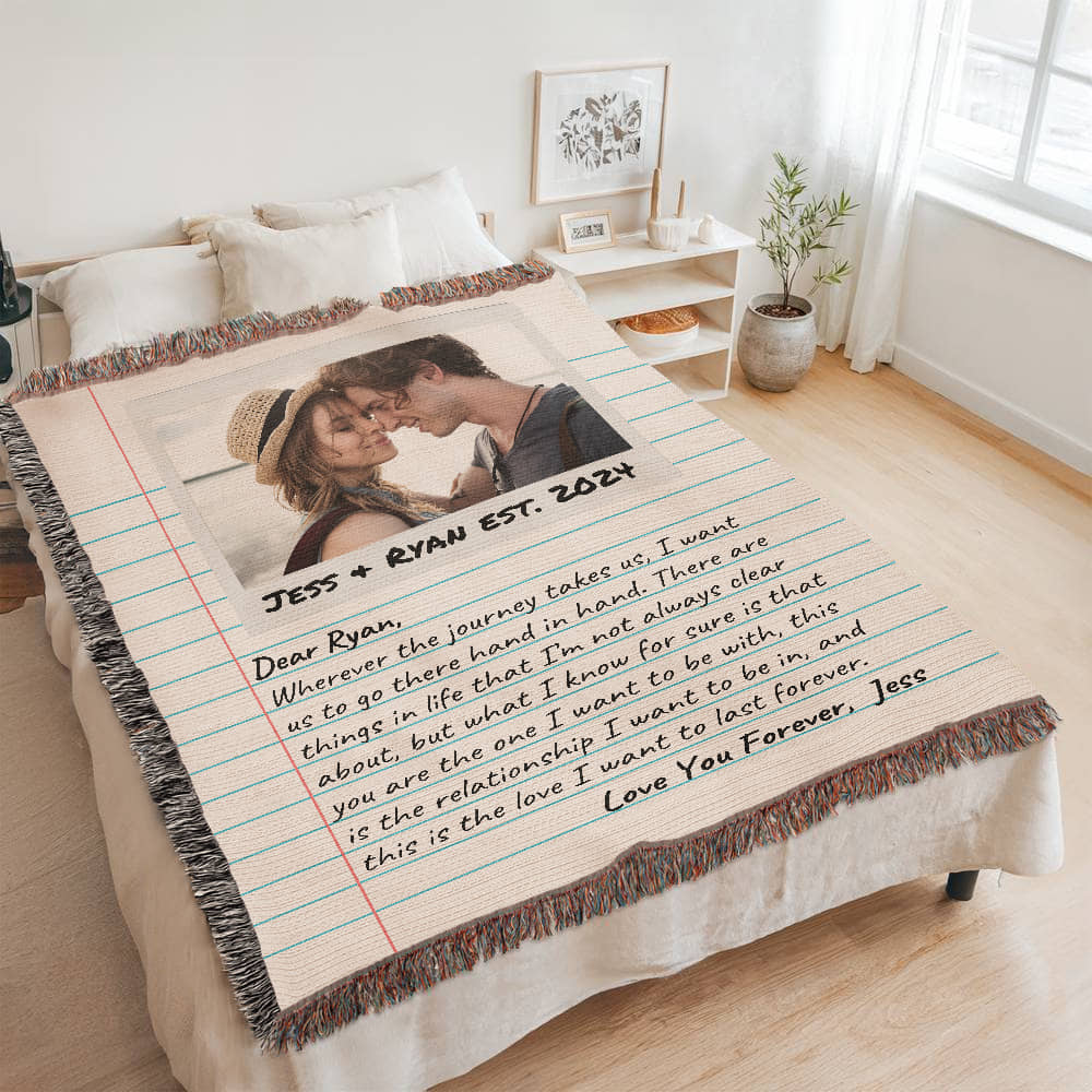 Personalized Couple Birthday Christmas Keepsake, Love Letter Blanket Personalized Gift for Him, Cotton Anniversary Letters To My Boyfriend From Girlfriend, Dating Anniversary Gifts, Dear Boyfriend