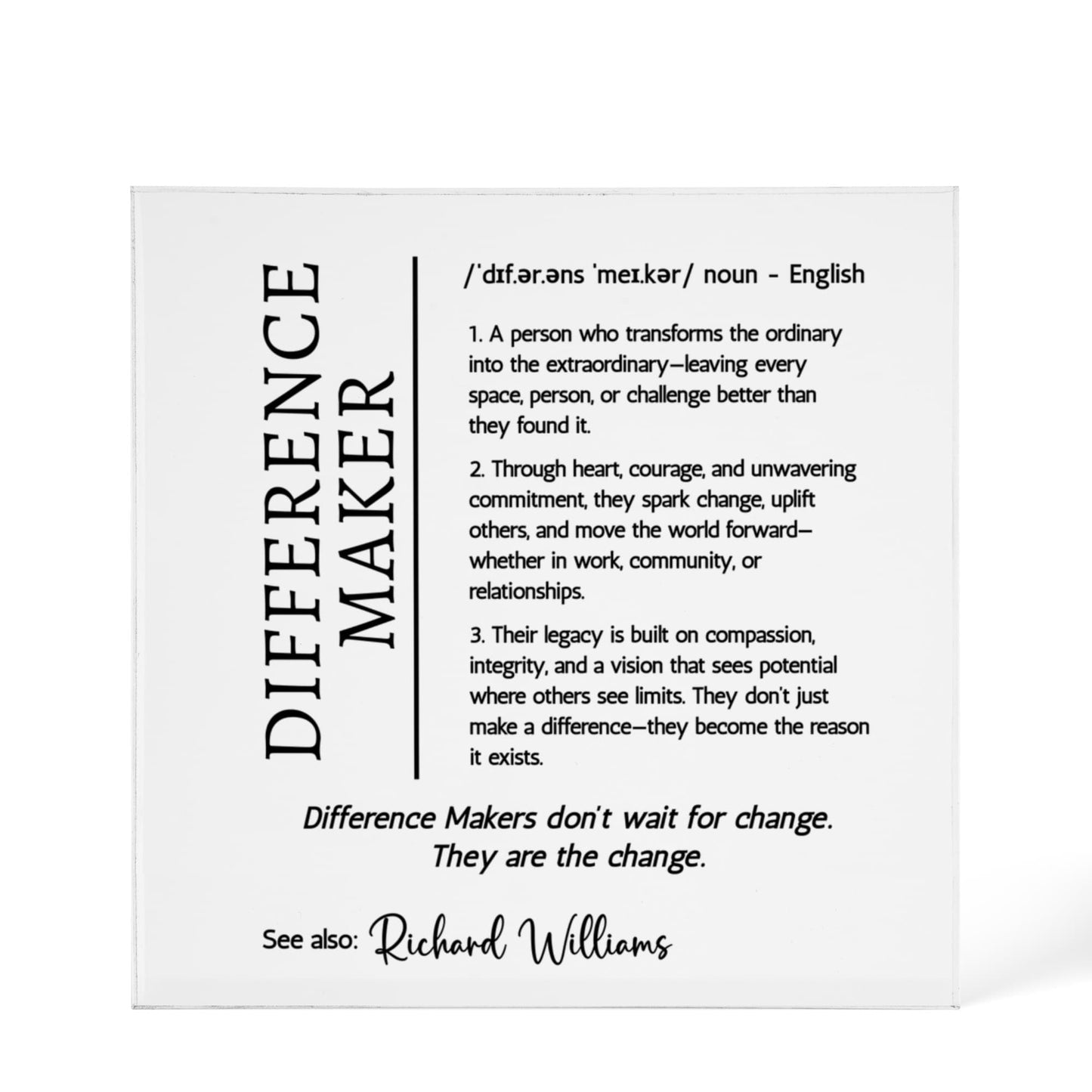 Personalized Difference Maker Acrylic Plaque, Thank You Gift, Employee Gift for Teacher,Appreciation Gift, Coworker Gifts, Leaving Gift