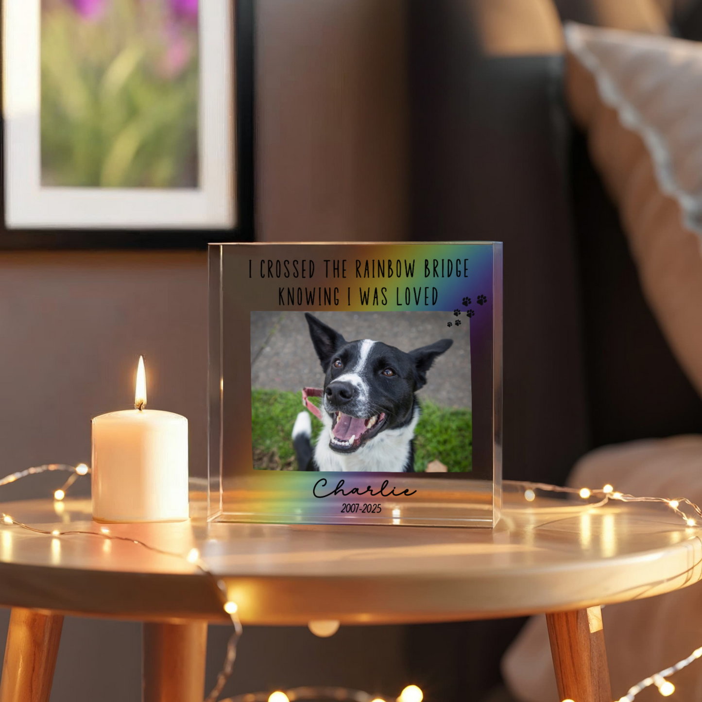 Personalized Pet Memorial Photo,Custom Pet Memorial Acrylic Block, Loss of dog or Cat Pet Memorial Gift, Sympathy Christmas Gift