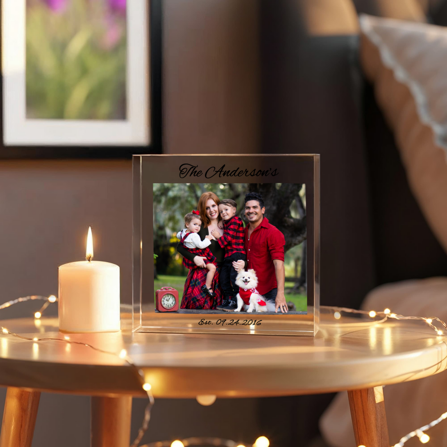 Personalized Family Name and Date Photo Acrylic Block | Keepsake Gift for Milestone