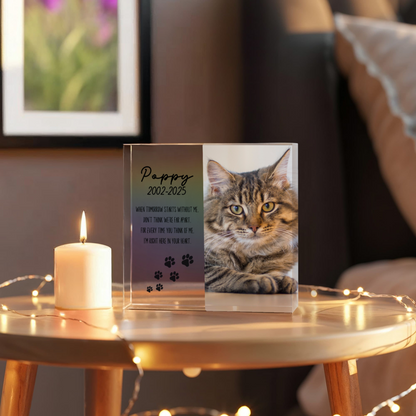 Personalized Pet Memorial Gift | Custom Pet Remembrance Acrylic Block With Photo, Cat or Dog Sympathy Gift